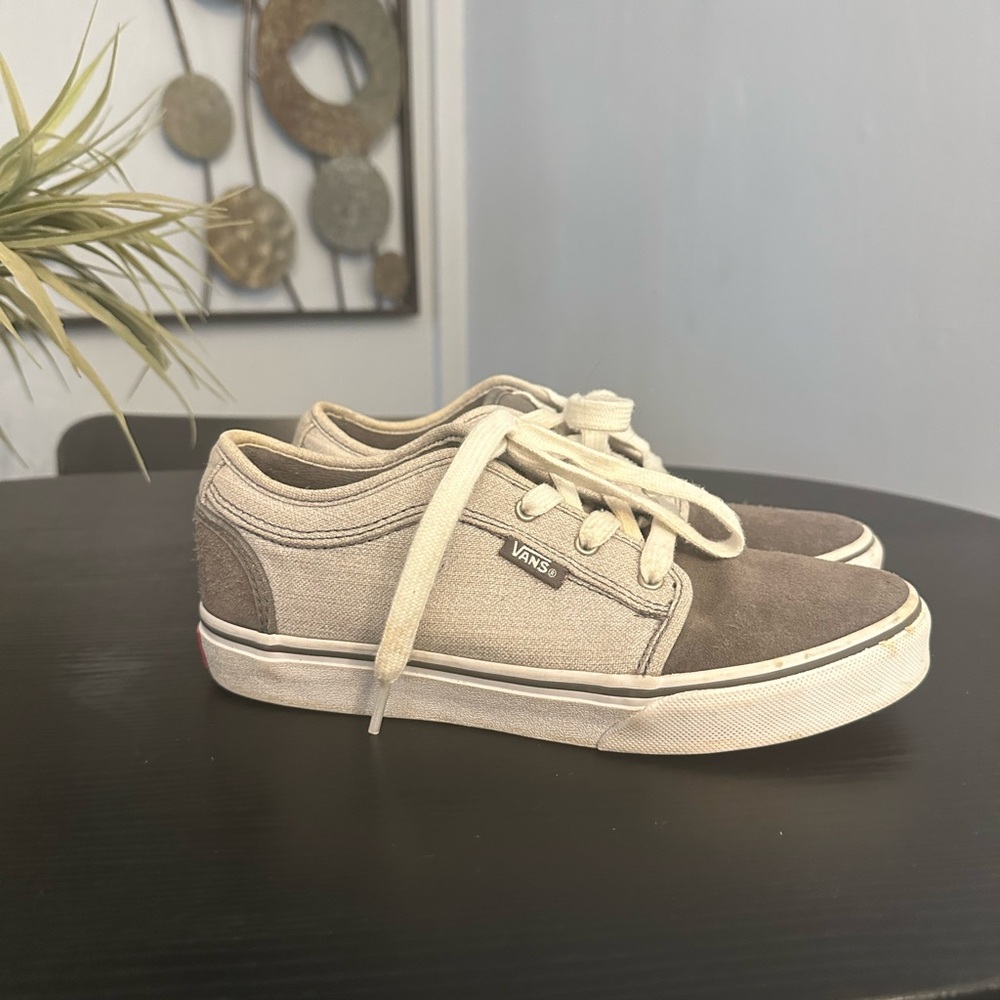 Vans Two-Tone Low Top Sneakers in Taupe and Cream